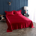 Axyaa Silky Satin Queen Bed Sheet Set Luxury Solid High End Rayon Sheets