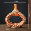 Axyaa Geometric Rattan Vase Straw Plaited Floral Arrangement Home Decor Accessories