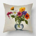Colorful Flower Vase Pillow Covers by Axyaa for Sofa, Bedroom, Car - Patterned Cushion Cover