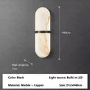 Axyaa Oval Copper Marble Wall Lamp: Post-Modern, Minimalist Lighting Fixture for Bedroom and Hotel