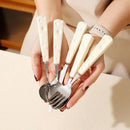 Axyaa Cute Wind Ceramic Handle Stainless Steel Tableware Set