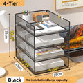 Axyaa Metal Mesh 3-Tier Desk File Organizer - Space-Saving Paper Storage Rack