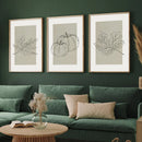 Vintage Pumpkin Print Set by Axyaa - Autumn Wall Art Trio