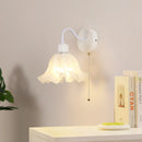 Axyaa Glass Iron LED Wall Sconce Pull Chain Switch Stair Light - White
