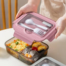 Axyaa Square Divided Bento Box with Tableware · Leakproof Container for Office Lunch & Outdoor Dining