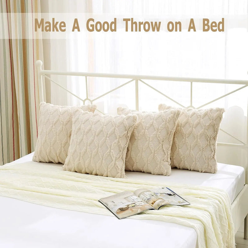 Axyaa Beige Throw Pillow Cover 45x45cm - Solid Decorative Cushion for Sofa and Bedroom