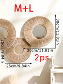 Axyaa Round Wall Mirror with Woven Hemp Rope for Boho Home Decor