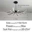 Axyaa Octopus LED Chandelier: Matte Black/White Finish, Dimmable Pendant Lighting