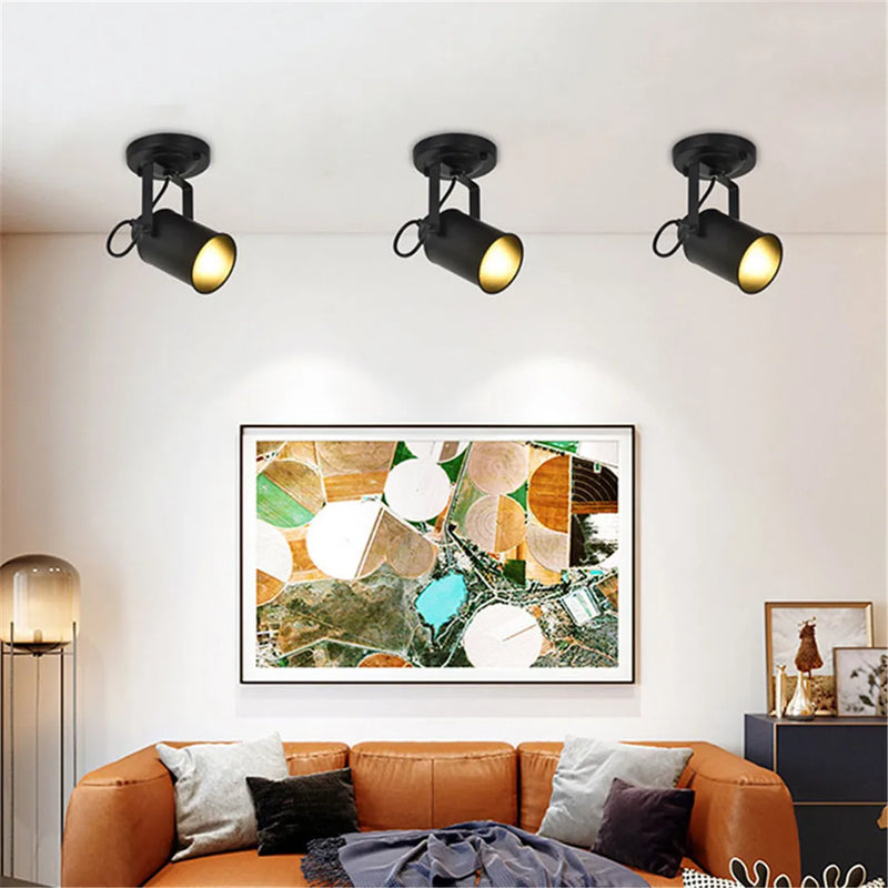 Axyaa Wrought Iron E27 Spotlight Accent Lamp - Adjustable Flush Mount for Loft, Cafe, Store