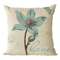 Axyaa Retro Flowers Butterfly Linen Pillow Cover for Living Room Sofa - 45x45cm