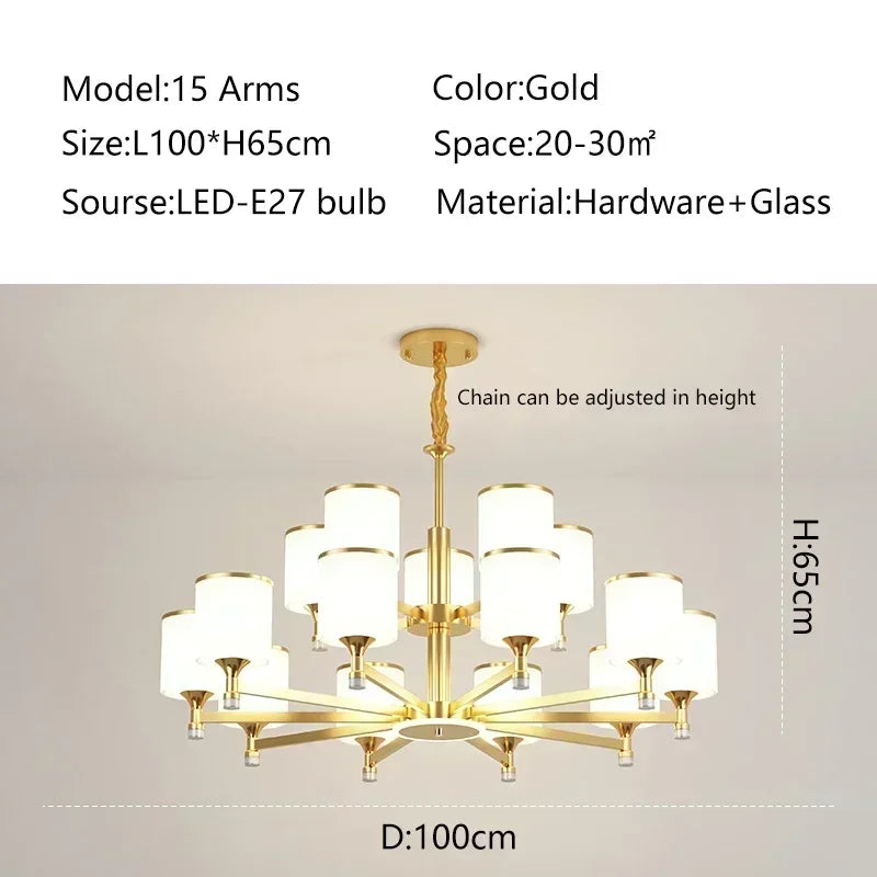 Axyaa Classical Trichromatic Chandelier for Home Lighting