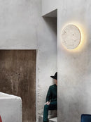 Axyaa Round Stone Wall Light Sconce - Restaurant Bedside Art Decor, 3000K, 23/30cm