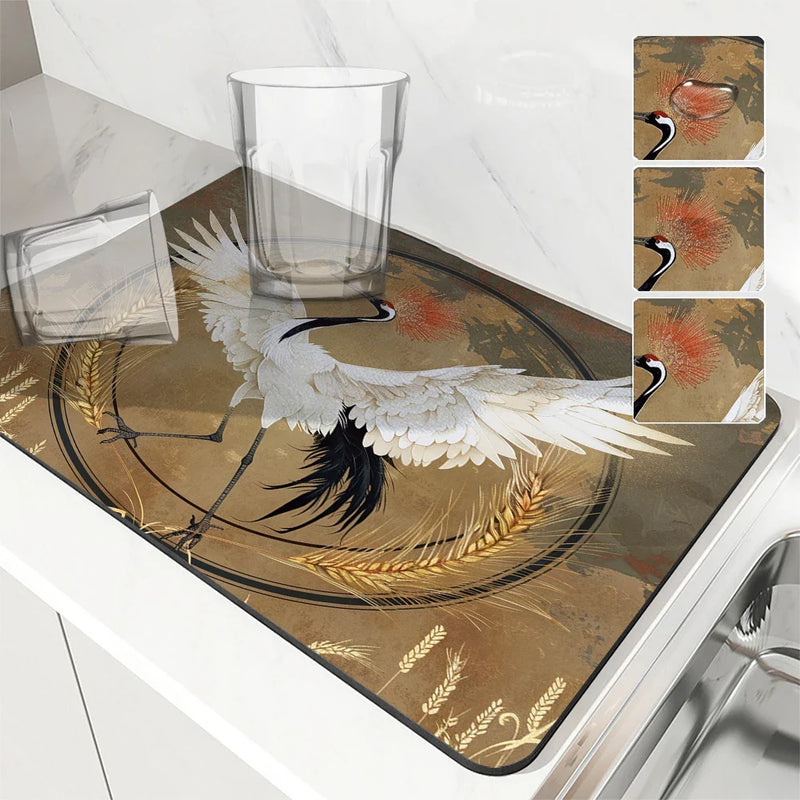 Axyaa Quick Dry Maple Leaf Kitchen Mat Cozy Bathroom Drying Pad