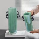 Axyaa Glass Vase Double-eared Straight-tube for Flower Arrangement and Home Decor