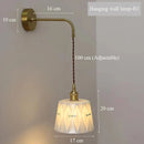 Axyaa Wooden Brass Glass Wall Lamp Modern Simple Bedroom Bedside Light