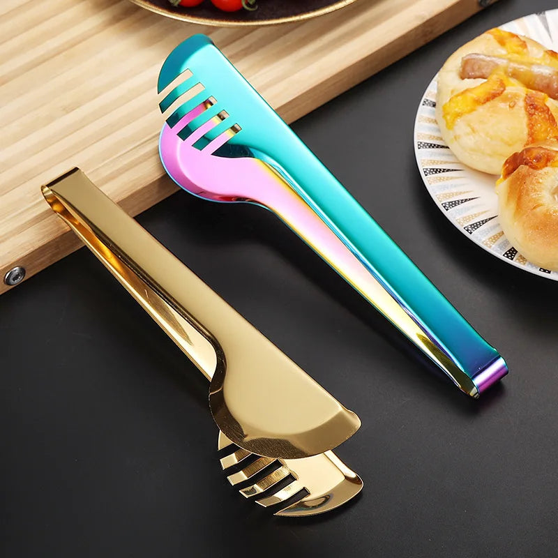 Axyaa Stainless Steel Non-Stick Food Tongs BBQ Clips for Home Cooking