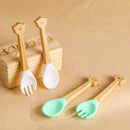 Axya Baby Silicone Wood Handle Utensils Set
