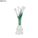 Axyaa Green Glass Vase Artificial Floral Decoration for Desk and Room Aesthetic