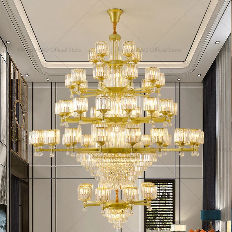 Axyaa Crystal Chandelier 2024: Elegant Light Luxury Villa Hall Lamp.