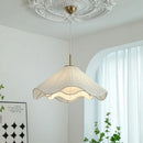 Axyaa Nordic Fabric LED Chandelier | Modern White Pendant Light for Dining Room & Foyer