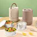 Axyaa 1200ml 304 Stainless Steel Thermal Lunch Box 3 Layers Bento Box Large Capacity