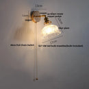 Axyaa Clear Glass Wall Light Fixture with Pull Chain Switch & LED Rotation