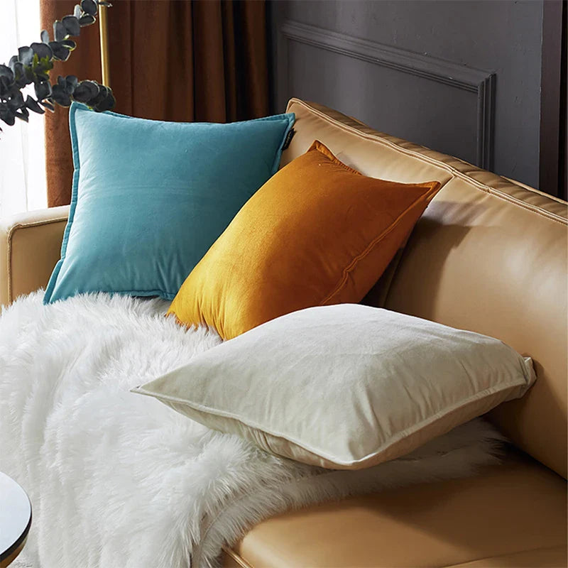 Axyaa Velour Square Pillow Cover 50x50 Lightweight Hidden Zipper Sofa Bed Pillowcase