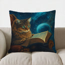 Axyaa Space Cat Reading Book Pillow Cover for Sofa, Bedroom, Car