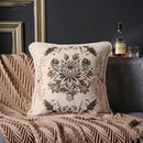 Axyaa European Mirror Floral Jacquard Pillow Case in Brown, Ivory & Blue