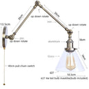 Axyaa Industrial Swing Arm LED Lamp with Pull Chain Switch