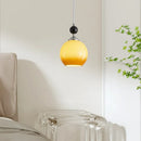 Axyaa LED Glass Pendant Lights Walnut Wood Hanging Lamp for Home Decor