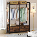 Axyaa Freestanding Closet Organizer with Drawers, Hooks, and Storage Shelf