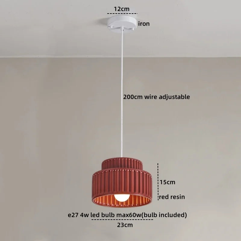 Axyaa Nordic LED Pendant Lamp Cream Resin Hanging Light Fixtures