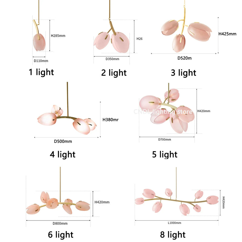 Axyaa Tulip Buds Chandelier: Modern Glass Pendant Lights for Home Decor