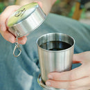 Axyaa Stainless Steel Folding Water Cup with Lid - Portable Travel Camping Mug