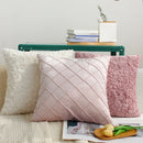 Axyaa White/Pink 45x45 Plush Cushion Cover for Living Room Sofa Couch Office