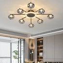 Axyaa Modern Glass Ceiling Light in Black Gold Metal for Parlor Bedroom Dining Room