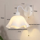 Axyaa Glass Iron LED Wall Sconce Pull Chain Switch Stair Light - White