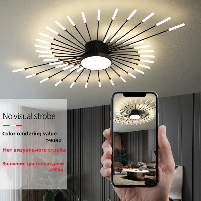 Axyaa Firework Shape LED Chandelier for Modern Nordic Home Decor