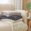 Axyaa Pink Tassels Throw Blanket: Soft, Textured, Cozy Knitted Blanket for Sofa, Couch