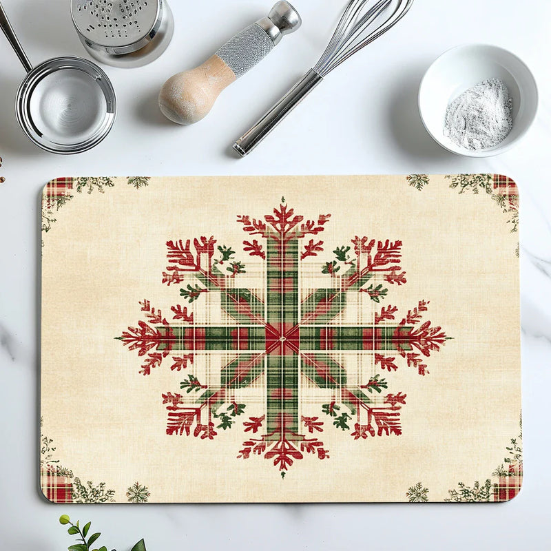 Axyaa Christmas Dish Drying Mat Non-slip Kitchen Counter Pad Heat Resistant Placemat