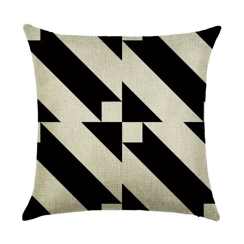 Axyaa Abstract Geometry Linen Pillowcase 45*45cm Square Home Sofa Decor Cover