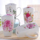 Axyaa Bone  Tumblers with Lid, Cute Floral Big Coffee Cups, Perfect Gift Mug