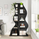 Axyaa 5-Tier Modern Corner Bookshelf in Black
