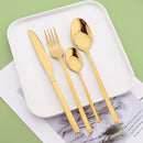 Axyaa 32-Piece Gold Stainless Steel Cutlery Set - Western Kitchen Flatware