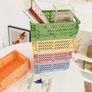 Axyaa Kawaii Collapsible Crate Stacking Storage Basket Organizer for Home Kitchen Bedroom