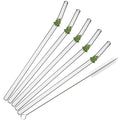 Axyaa Glass Christmas Straws Set with Cleaning Brush - 6Pcs - Bar Accessories