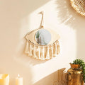 Axyaa Evil Eye Wood Mirror with Tassels: Boho Home Wall Decor & Gift