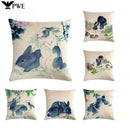 Axyaa Rabbit Pillowcase: Cute Ink Style for Office, Car, Sofa & Living Room