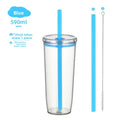 Axyaa Tritan Tumbler 590ml Clear Straw Cup for Outdoor & Office Drinks
